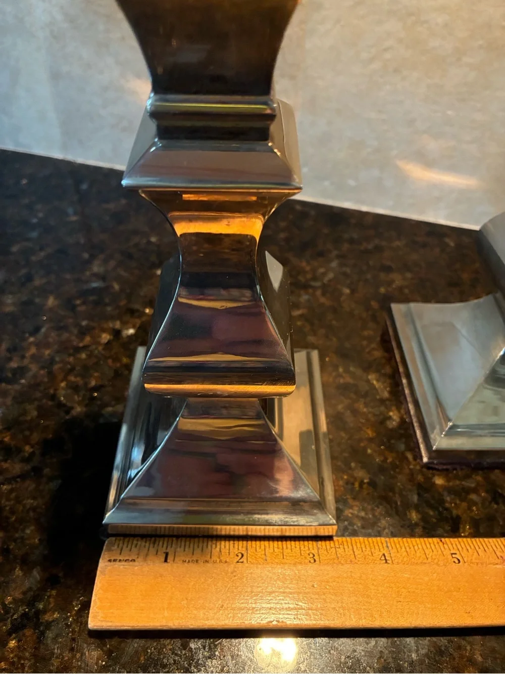 Source Unknown Mirrored Silver Taper Candle Holders - Pair